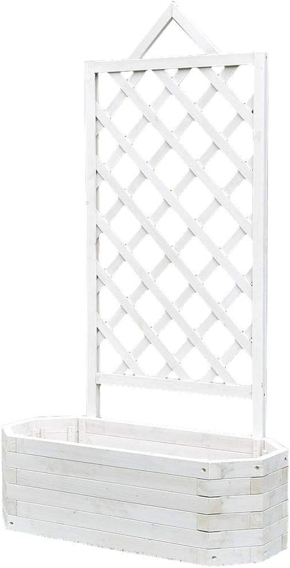 Melko Wamat Flower Box with Privacy Screen 150 cm Wooden Grid Planter with Trellis Climbing Aid for Climbing Plants - QUORE