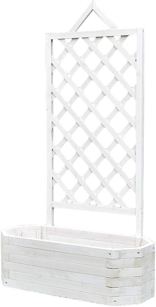 Melko Wamat Flower Box with Privacy Screen 150 cm Wooden Grid Planter with Trellis Climbing Aid for Climbing Plants - QUORE