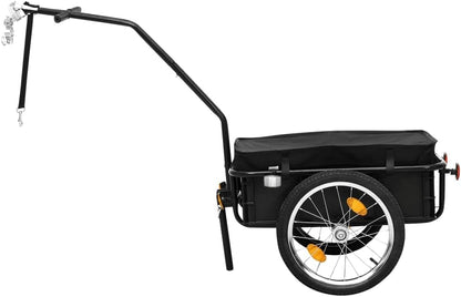Fietskar – Fietstrailer – Transportkar – Handkar – Fietstrolley – Stalen Frame – 50 kg Belastbaar – Weerbestendige Afdekhoes – Zwart
