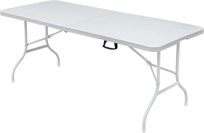 1,8 m Plastic Klaptafel Draagbare Heavy Duty Witte Eettafel Opvouwbaar In Half voor Camp Party Tuin Diner Keuken Werk Indoor Outdoor Top Tafel (1,8 m)