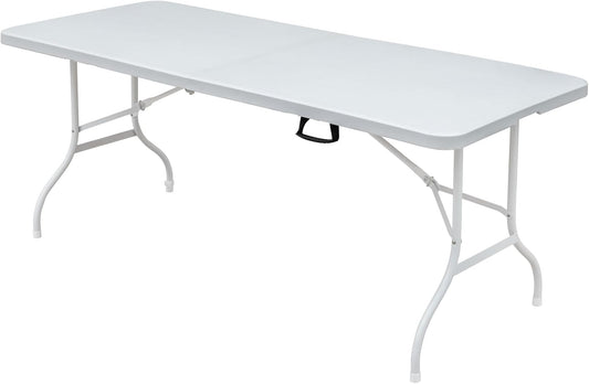 1,8 m Plastic Klaptafel Draagbare Heavy Duty Witte Eettafel Opvouwbaar In Half voor Camp Party Tuin Diner Keuken Werk Indoor Outdoor Top Tafel (1,8 m)