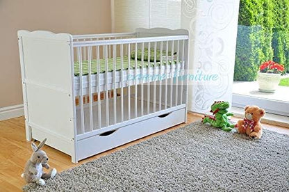 Babybedje – Wieg – Ledikant – Kinderbed – Juniorbed – Verstelbaar Met 3 Hoogtes – Met Opberglade En Aloe Vera Matras
