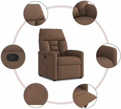 Verstelbare Fauteuil – Relaxstoel – Leunstoel – Lounge Stoel – Zetel – Ademend Polyester Stof – Ingebouwde Bekerhouders