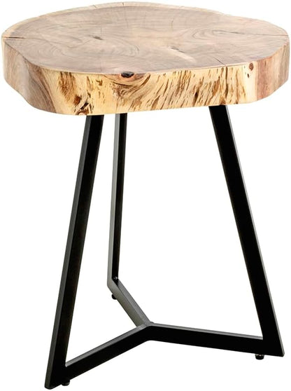HAKU Bijzettafel acacia, zwart, Massief hout, metaal - Maat: H 50 cm x Ø 45 cm, Stijl: Stedelijk Collectief
