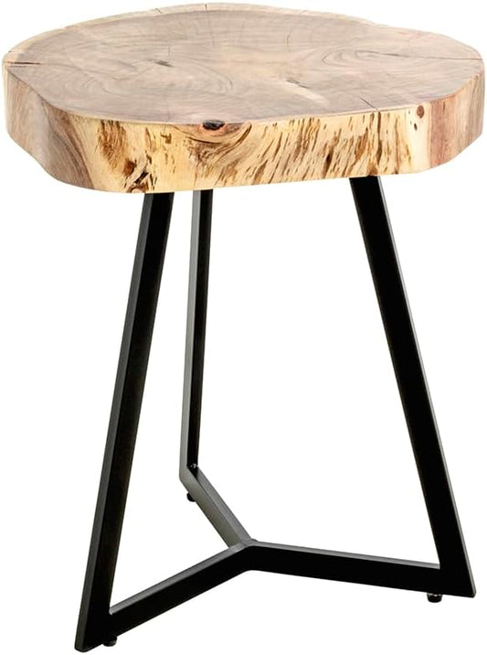 HAKU Bijzettafel acacia, zwart, Massief hout, metaal - Maat: H 50 cm x Ø 45 cm, Stijl: Stedelijk Collectief