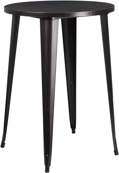 Flash Furniture Ronde tafel voor binnen-buiten, metaal, zwart/antiek goud, 101,6 x 77,47 x 12,7 cm