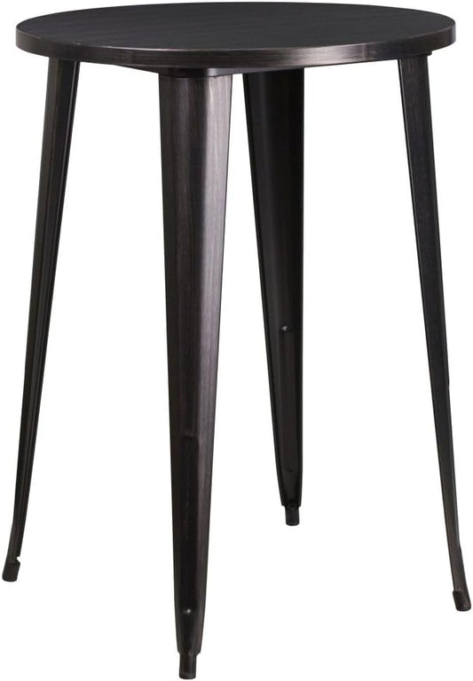 Flash Furniture Ronde tafel voor binnen-buiten, metaal, zwart/antiek goud, 101,6 x 77,47 x 12,7 cm