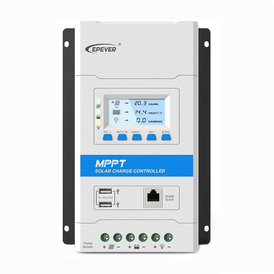 EPEVER® 20A MPPT Solar Charge Controller 12V/24V Automatisch Identificatiesysteem Voltage met LCD Display en Dubbele USB-poort voor Solar Home System met TRIRON 2210N