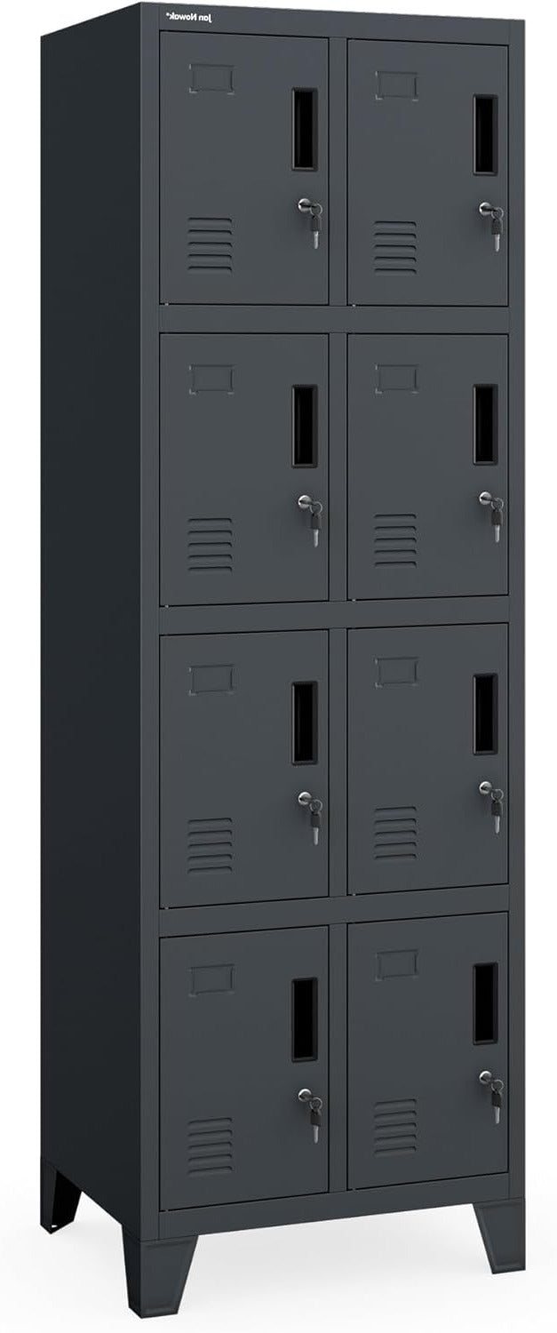 Jan Nowak metal school locker with 8 separate compartments lockable spindle box for school and dressing room with ventilation label holders and locks compact locker cabinet 172 x 56 x 45 cm - QUORE