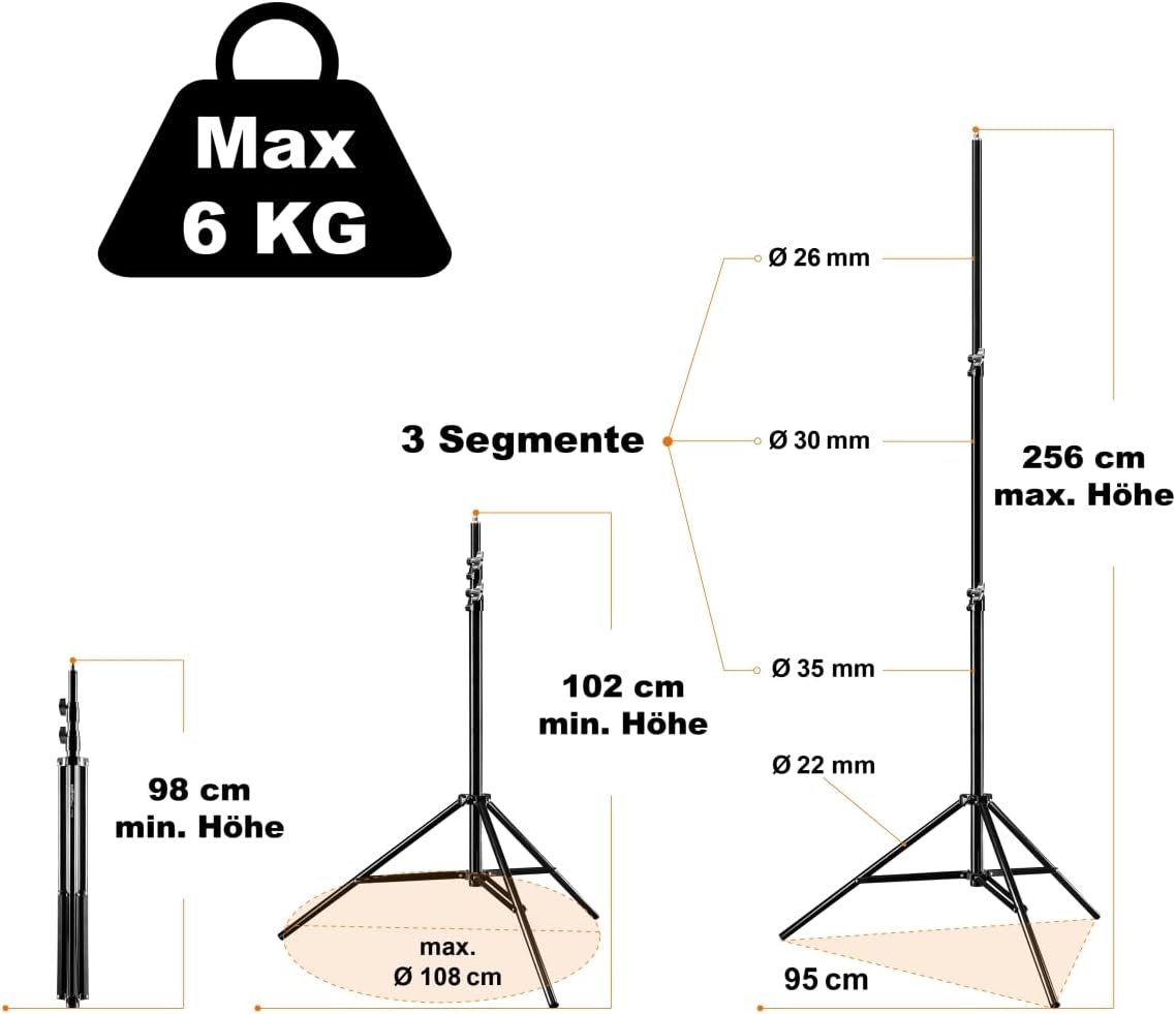 Dimbare LED-vlaklamp incl. lampstatief – Videolicht – Lichtpaneel – Studiolamp – Fotolamp – Flikkervrij – 5600K Daglichtkleur