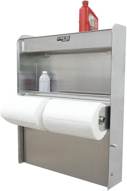 Extreme Max 5001.6049 Aluminium Stationskast Flip-Out Werklade met Papier Handdoekenrek Organizer voor Afgesloten Race Trailer Winkel Garage Opslag