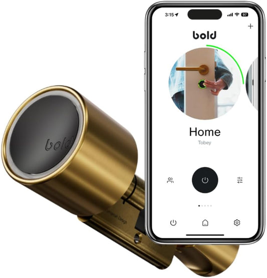 Bold SX33 Smart Lock cilinder, intelligent deurslot zonder sleutel, Bluetooth en wifi, eenvoudige installatie, app-bediening, messing