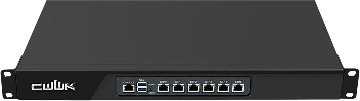 1U N100 Firewall Appliance Rackmount, 19" Rack Firewall hardware met 6 poorten i226-V 2,5 GbE LAN, U1 OPNsense Homelab Server DDR5 8 GB RAM 128 GB SSD, HD + VGA 2-display, AES-NI