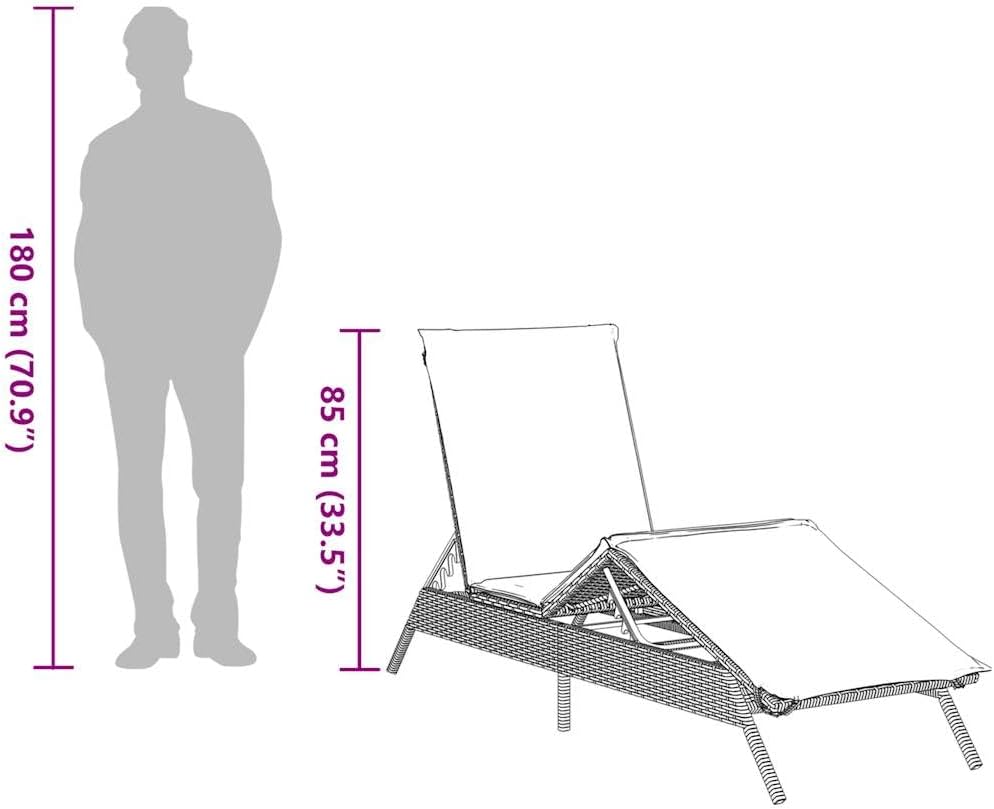 vidaXL Sunbeds 2 pcs with table poly rattan grey (US only), garden chair, patio furniture, sunbed, garden furniture, sun lounger, garden bed, sunbed garden - QUORE