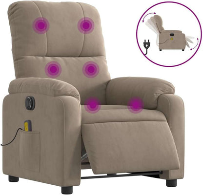 Massagestoel – Elektrische Massagestoel – Relaxstoel – Televisiestoel – Ligstoel – 6-Punts Vibratiemassage – Microvezelweefsel Taupe