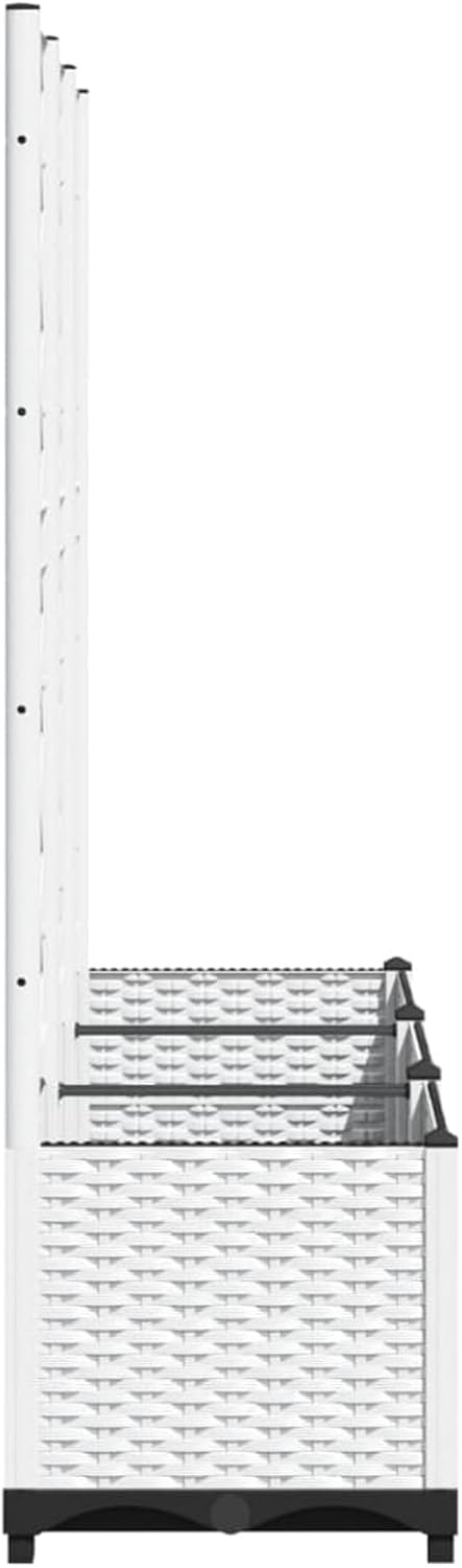 Gecheer Garden Planter with Trellis White 120x40x136cm PP - QUORE