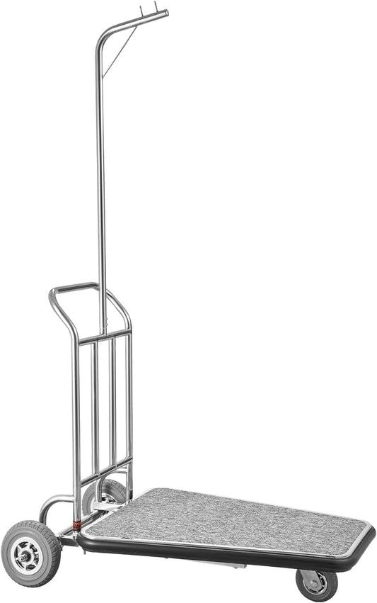 Bagagewagen – Hotelwagen – Bagagekar – Transportwagen – Kofferwagen – Zilver – 272 Kg Draagvermogen – Roestvrijstalen Frame