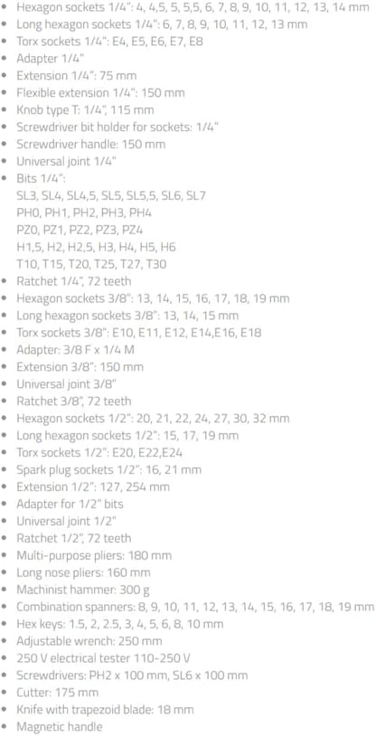 Högert Techniek - gereedschapsset I dopsleutels, bits en accessoires I chroom-vanadium-legeringsstaal I verzonken gesmeed I ratelmechanisme met 72 vergrendelingsklinken I HT1R439-131-delig
