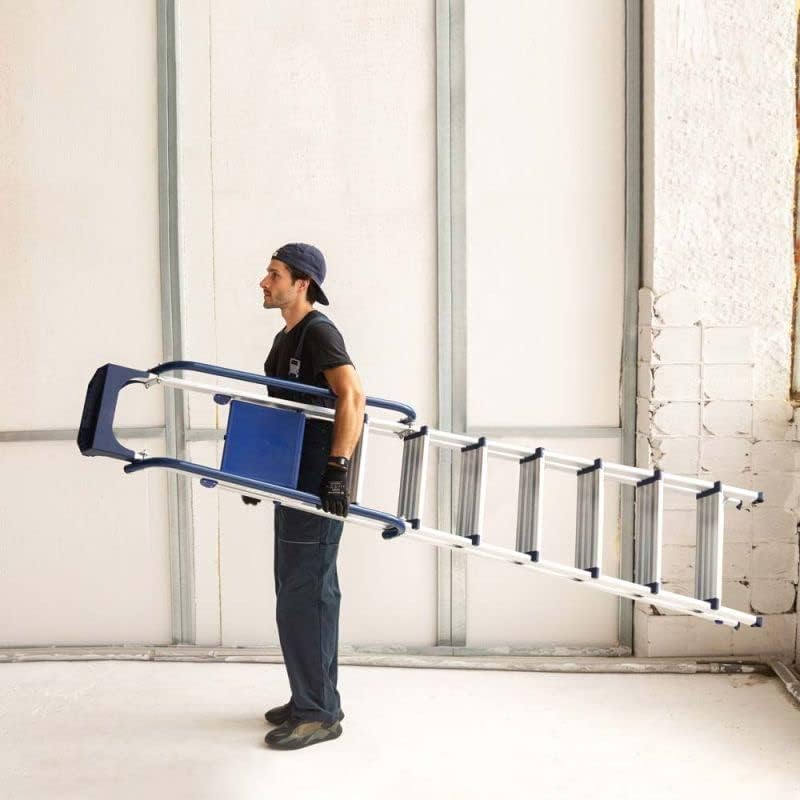 Trapladder met 8 treden Secure Pro, versterkt aluminium, beveiligd met leuningen, gereedschapshouder, platformhoogte 182 cm, belasting 150 kg