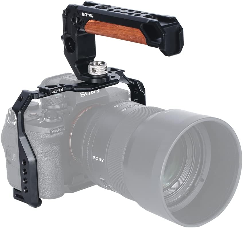 Volledige Camera Kooi,NICEYRIG A7 IV Aluminium Camera Kooi Kit Video Rig met Top Handvat voor Sony Alpha 7 IV/Alpha 7S III