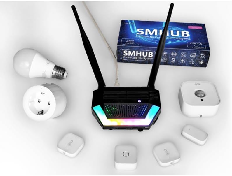 LINEOPS SMHUB Essential – Home Hub Multiprotocol Zigbee 3.0, Thread, WiFi 6 & Bluetooth naar Ethernet en USB, werkt met Zigbee2MQTT, Home Assistant, Matter & HomeKit (SMHUB Essential)