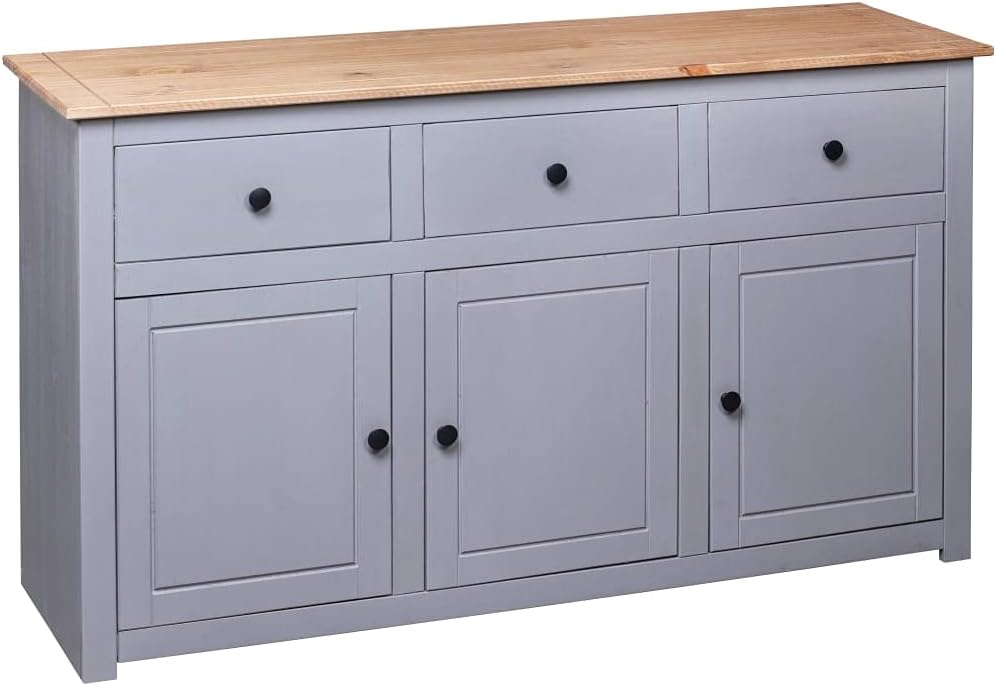 Sideboard Grey 135x40x80cm Dresser Living Room Dresser Cabinet Cabinet Living Room Oblique Storage Cabinet Pine Panama - QUORE