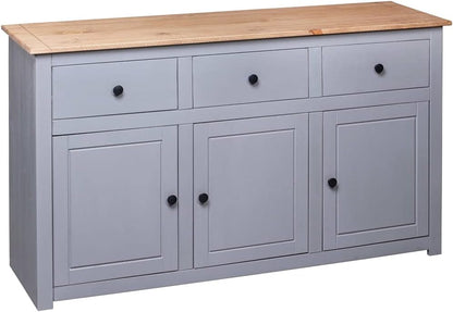 Sideboard Grey 135x40x80cm Dresser Living Room Dresser Cabinet Cabinet Living Room Oblique Storage Cabinet Pine Panama - QUORE