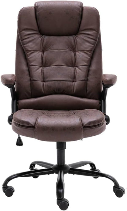 Ergonomische Bureaustoel – Kantoorstoel – Werkstoel – Draaistoel – Bureaustoel Kunstleer – Hoge Rugleuning – In Hoogte Verstelbaar – Nylon Wielen – Maximaal Comfort