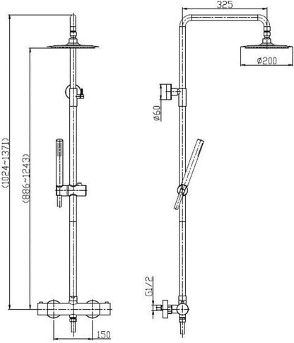 Doucheset – Regendouche – Thermostaatkraan – Douchekop – Handdouche – Koperkleurig Design – Preciese Temperatuurregeling – Duurzaam Messing