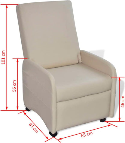 vidaXL Armchair Adjustable Faux Leather Cream Chair Armchair Relax Armchairs