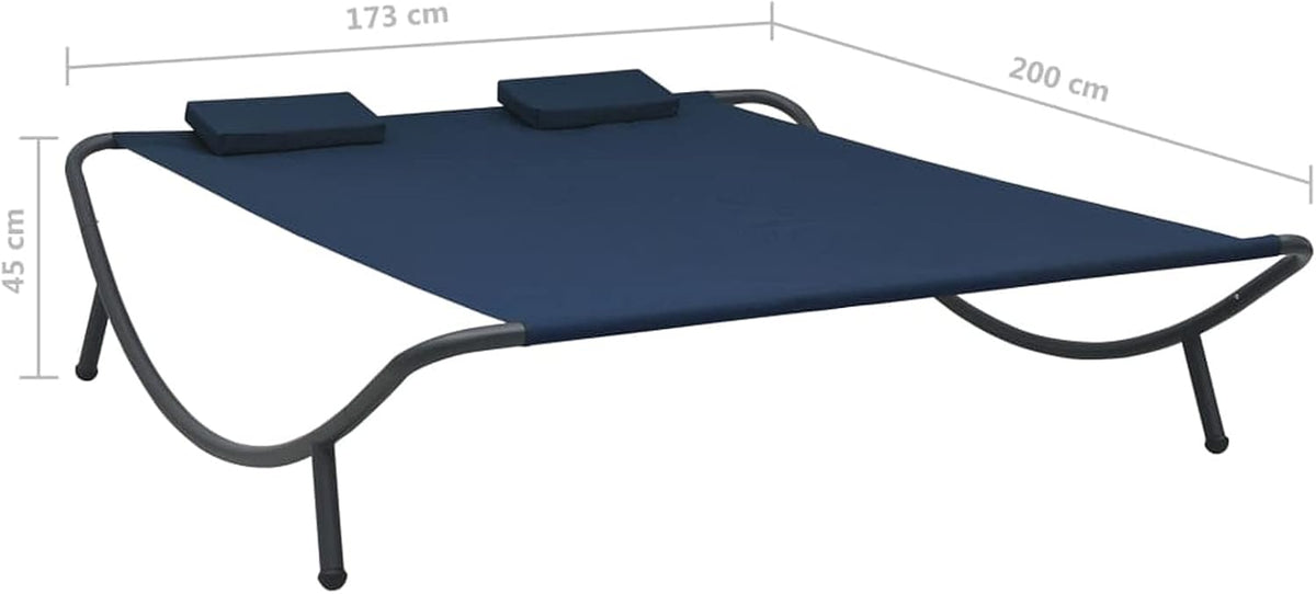 Tidyard Dubbel ligbed voor buiten, terras, balkon, buiten, zwembad, strand, bank, chaise longue, stof, blauw, 200 x 173 x 45 cm - QUORE