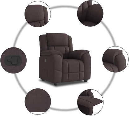 Relaxstoel donkerbruin stof TV fauteuil met ligfunctie, enkele ligstoel relaxstoel voor woonkamer, slaapkamer handmatig kantelsysteem mA10 - QUORE