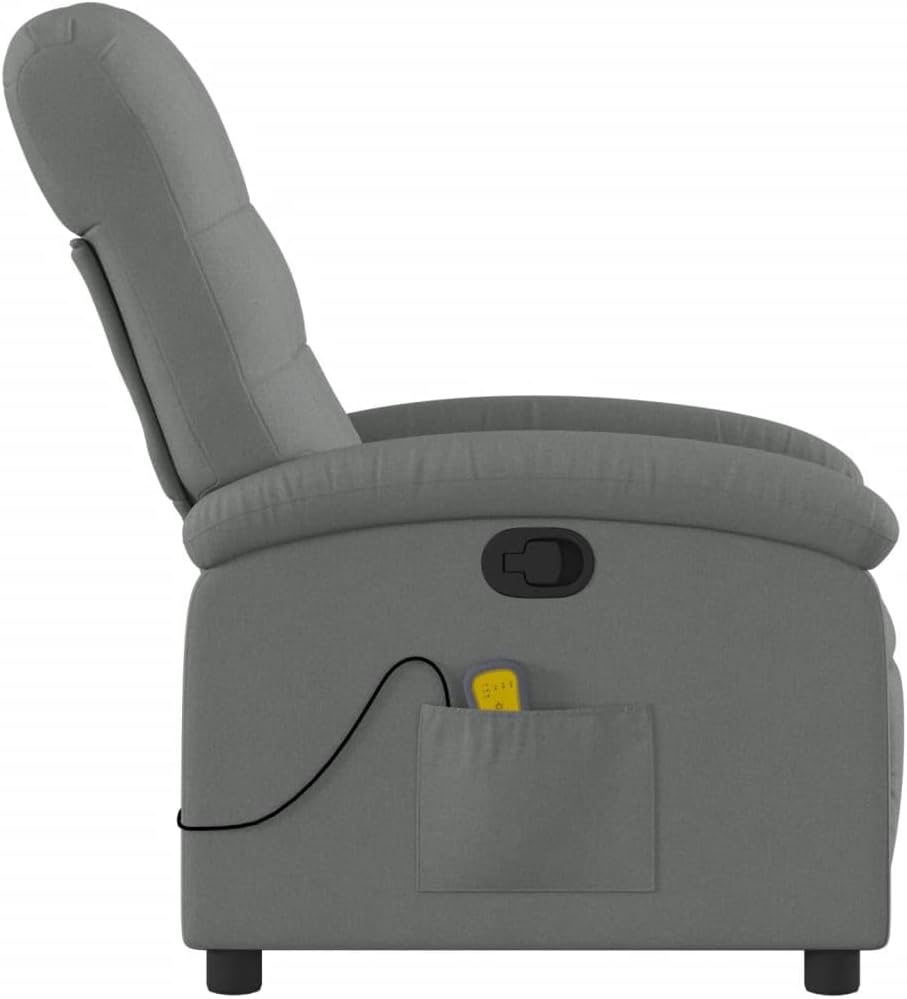 Massage Relaxstoel – Massagestoel – Relaxfauteuil – Verstelbare Stoel – Zithoekstoel – 6 Massagepunten – Donkergrijze Polyester Bekleding