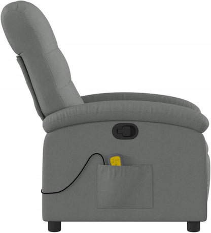 Massage Relaxstoel – Massagestoel – Relaxfauteuil – Verstelbare Stoel – Zithoekstoel – 6 Massagepunten – Donkergrijze Polyester Bekleding