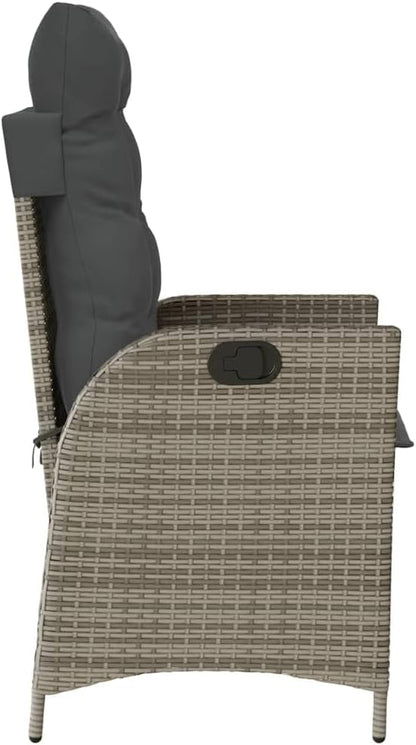 365259 Garden Armchair with Cushions, Synthetic Rattan, Grey, Outdoor Chairs, Patio Chairs Patio Chair - - QUORE