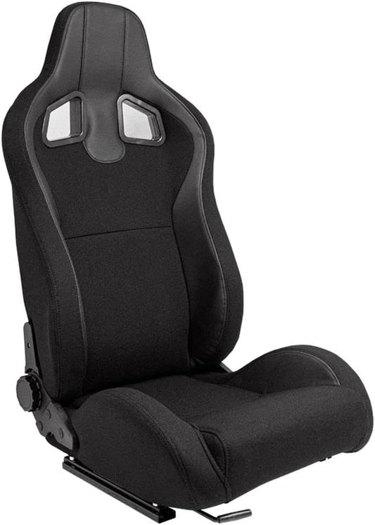 AutoStyle Sportstoel 'MR' - Zwart Kunstleder + Zwart Pine textiel - Dubbelzijdig verstelbare rugleuning - incl. sledes