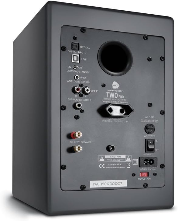wavemaster TWO PRO stone gray – luidsprekersysteem (110 Watt) met Bluetooth streaming, digitale poorten en IR-afstandsbediening actieve boxen gebruik voor tv/tablet/smartphone, donkergrijs (66352)