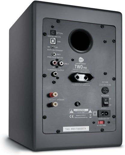 wavemaster TWO PRO stone gray – luidsprekersysteem (110 Watt) met Bluetooth streaming, digitale poorten en IR-afstandsbediening actieve boxen gebruik voor tv/tablet/smartphone, donkergrijs (66352)