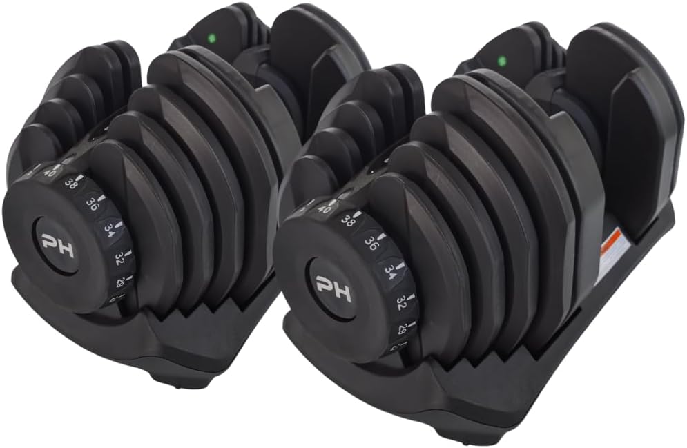 Adjustable Dumbbells 40kg Set – 2 Pieces | 17-in-1 Smart Adjustable Dumbbell 5–40kg | Professional Dumbbell Set for Home Gym | Space Saving Weights for Strength Training & Fitness - QUORE