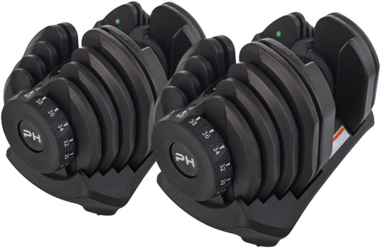 Adjustable Dumbbells 40kg Set – 2 Pieces | 17-in-1 Smart Adjustable Dumbbell 5–40kg | Professional Dumbbell Set for Home Gym | Space Saving Weights for Strength Training & Fitness - QUORE