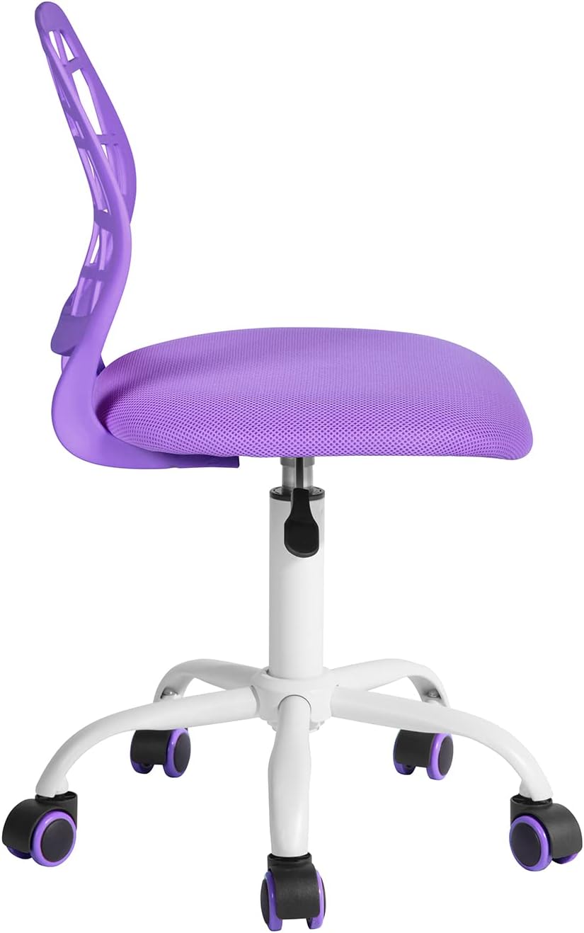 FurnitureR 2 stuks Home Office-stoel, ergonomische verstelbare hoogte draaibare rolstoel, computerstoel voor thuis, kantoor en studie, metaal, roze, paars, 38,5 cm x 40 cm x 75-87 cm