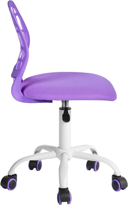 FurnitureR 2 stuks Home Office-stoel, ergonomische verstelbare hoogte draaibare rolstoel, computerstoel voor thuis, kantoor en studie, metaal, roze, paars, 38,5 cm x 40 cm x 75-87 cm