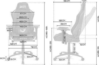 DRIFT GAMING Chair „elRubius” -DR250RU - Officiële elRubius gamingstoel, vlindermechanisme, liggende rug, kunstleer, suède afwerking, 4D-armleuningen, nek- en lendenkussen,74.5 x 129-138 x 56 cm (W x H x D) Zwart/Wit,Zwart/Wit