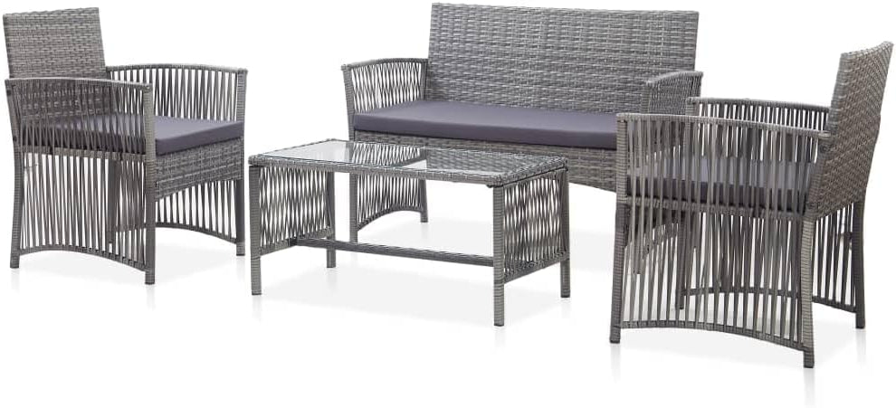 vidaXL Lounge Set with Cushions 4-Piece Garden Set Furniture Set Garden Outdoor Set Garden Furniture Garden Furniture Set Lounge Furniture Lounge Set Poly Rattan Anthracite - QUORE