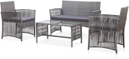 vidaXL Lounge Set with Cushions 4-Piece Garden Set Furniture Set Garden Outdoor Set Garden Furniture Garden Furniture Set Lounge Furniture Lounge Set Poly Rattan Anthracite - QUORE