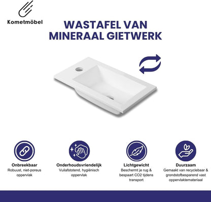 Gasten-wc wastafel set badkamermeubel, voorgemonteerd, kleine wastafel met onderkast (Eik 40cm, Zonder kraan)