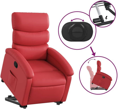 Relaxstoel – Fauteuil – TV-Stoel – Ligstoel – Relaxfauteuil – Elektrische Opstahulp – Kunstleer Rood
