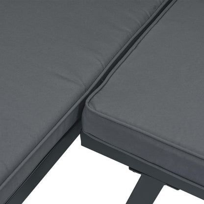Garden Bench Made of Black Aluminium with Anthracite Cushion for Outdoors, Robust and Durable Structure for Patio or Patio, Comfortable Seat with Thick Cover and Cover - QUORE
