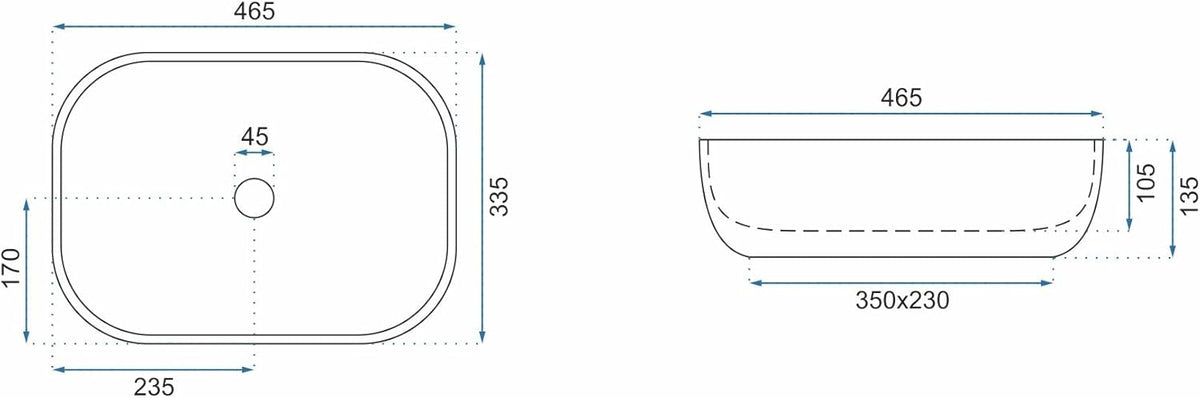 Rea U3800, Sink on countertop LIVIA STONE MATT, Stone - QUORE