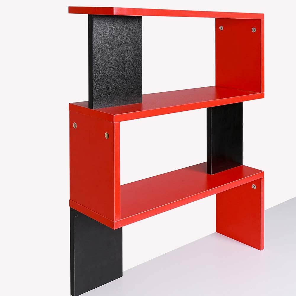 BAKAJI Bureau met dubbele boekenkast, 7 planken, werktafel, pc-computer, frame en tafelblad van MDF-hout, meubels voor thuis, kantoor, slaapkamer, modern design, 120 x 60 x 148 cm (rood)